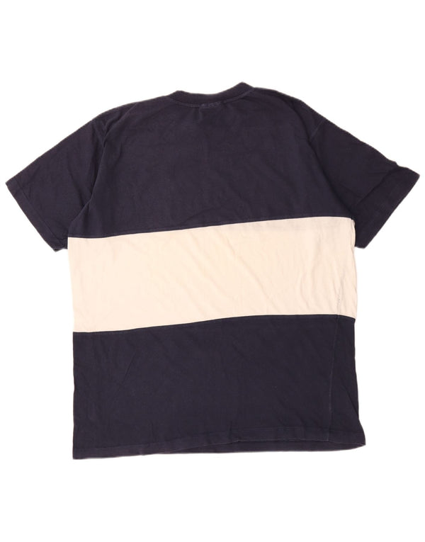 Reebok Herren T-Shirt Top XL Marineblau Colourblock Baumwolle