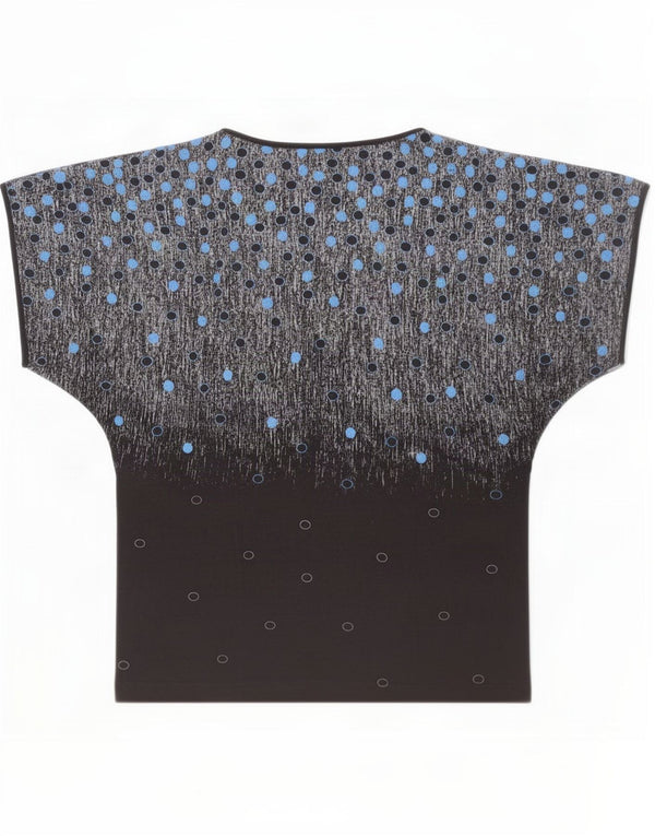 Vintage Damen Bluse Top IT 42 Mittelschwarz gefleckte Baumwolle