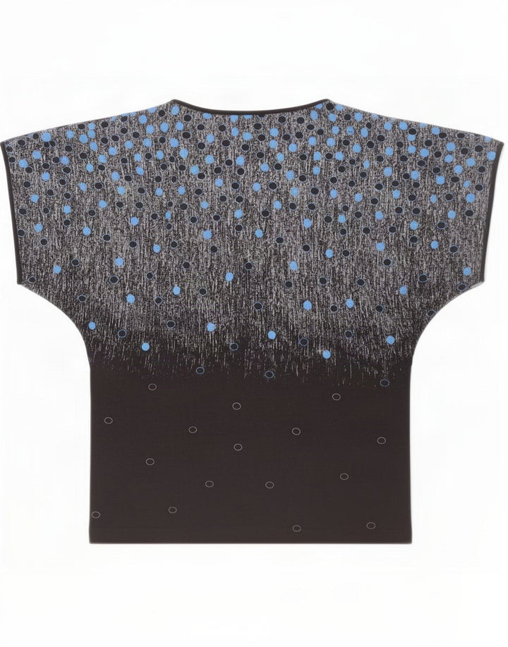 Vintage Damen Bluse Top IT 42 Mittelschwarz gefleckte Baumwolle