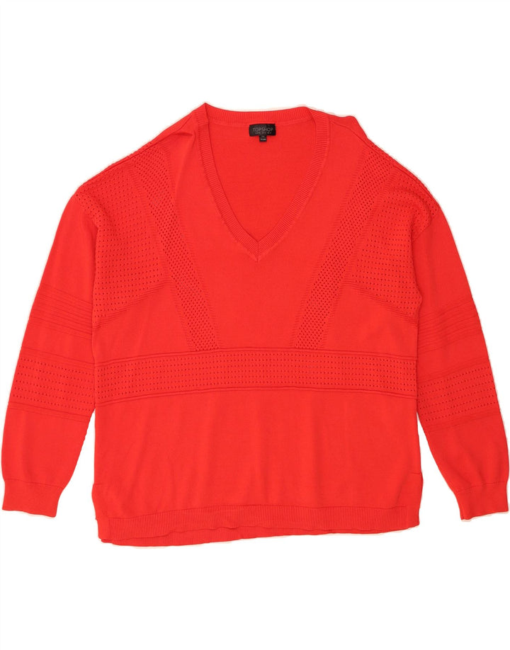 TOPSHOP Womens V-Neck Jumper Sweater UK 16 Large Red Vintage Topshop and Second-Hand Topshop from Messina Hembry 