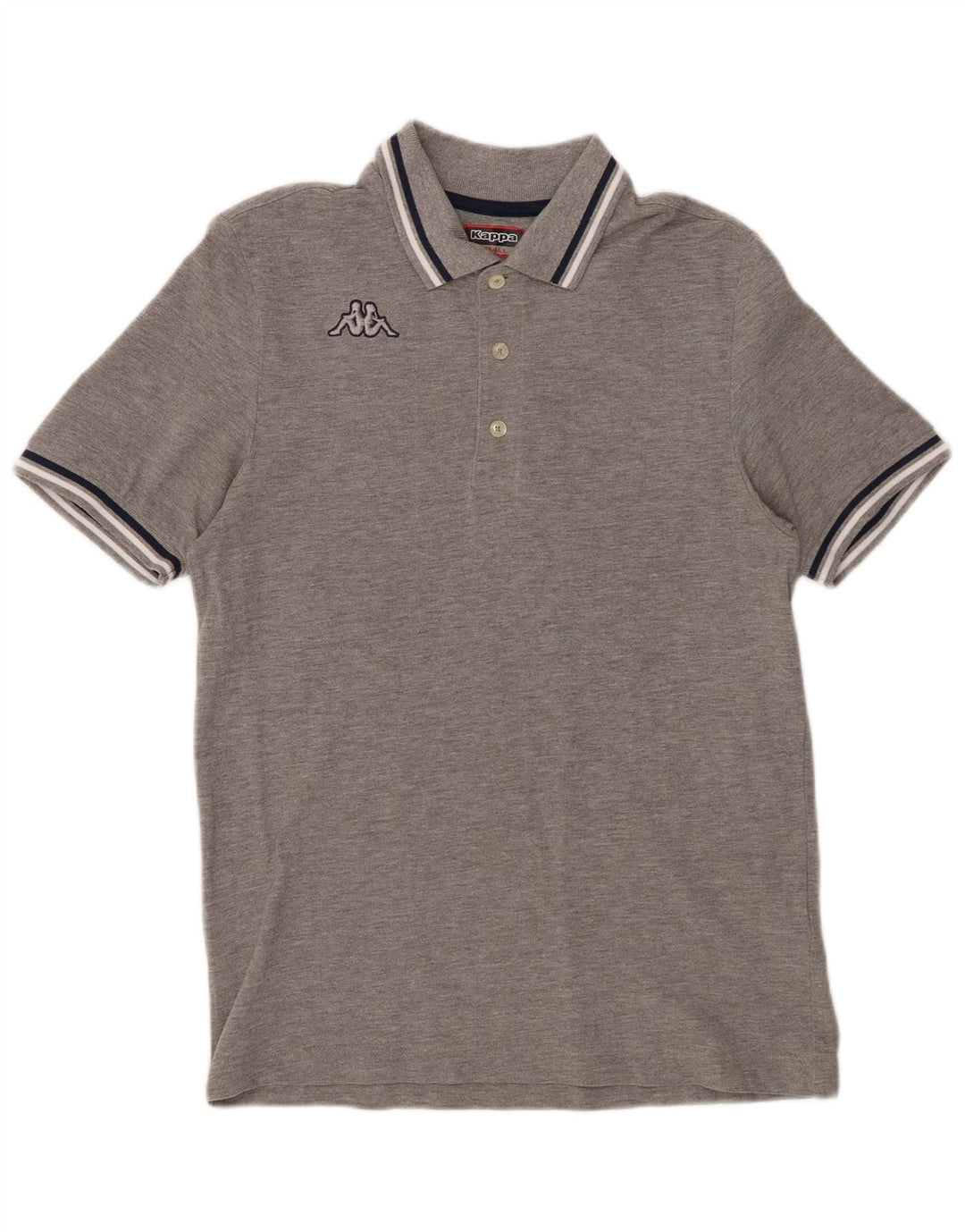 KAPPA Herren-Poloshirt, klein, grau gestreift, Baumwolle