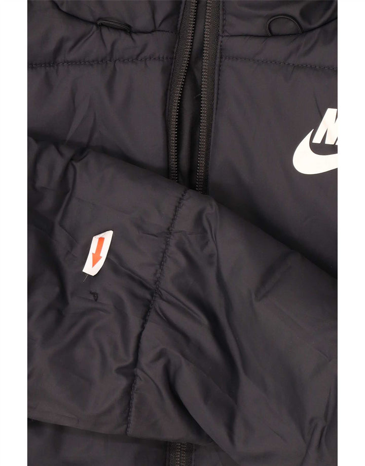 Nike Womens Graphic Hooded Wattierte Jacke UK 10 Small Schwarz Polyester