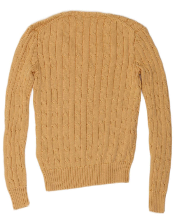 Polo Ralph Lauren Damen-Pullover mit V-Ausschnitt, UK 6 XS, gelbe Baumwolle