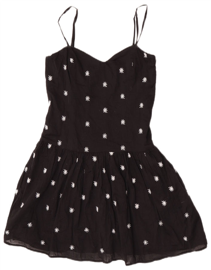 Zara Damen Sommerkleid UK 8 Small Schwarz geblümt