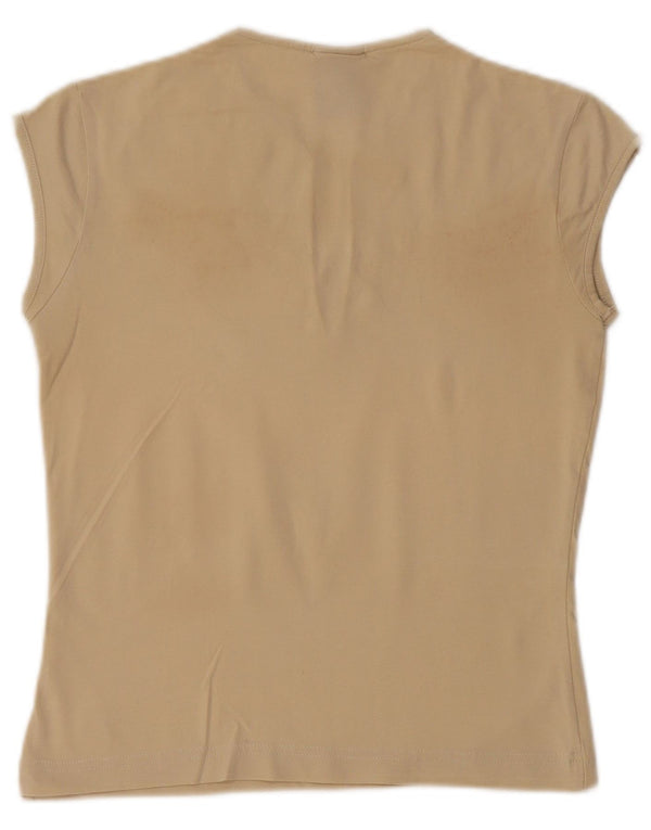 NIKE Damen Crop T-Shirt Top UK 10/12 Medium Beige