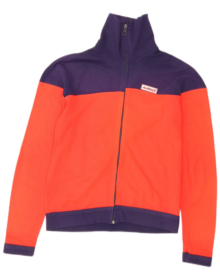 Vintage Herren-Trainingsanzug-Top-Jacke, Mittelrot, Farbblock
