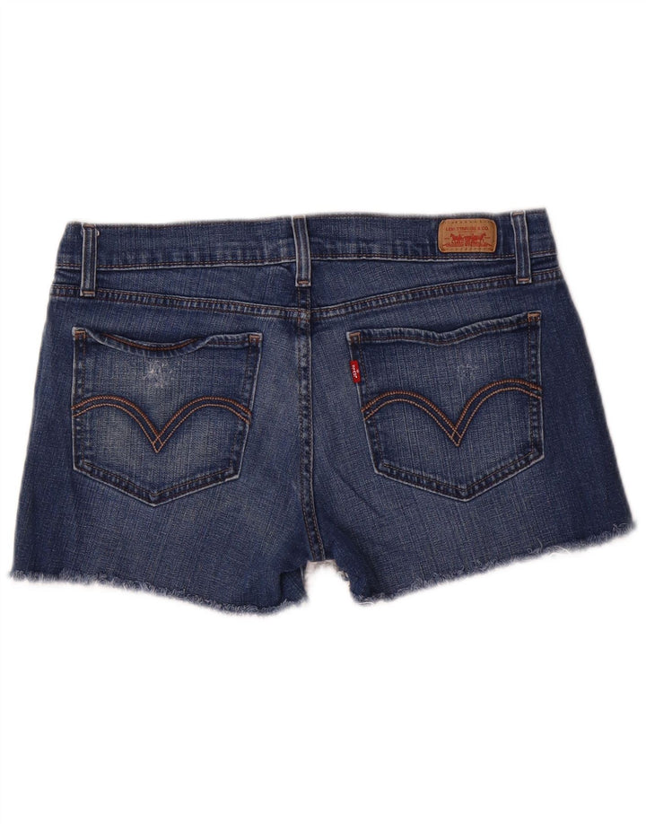 Levi's Damen 524 Distressed Super Low Denim Shorts US 11 Large W32 Blau
