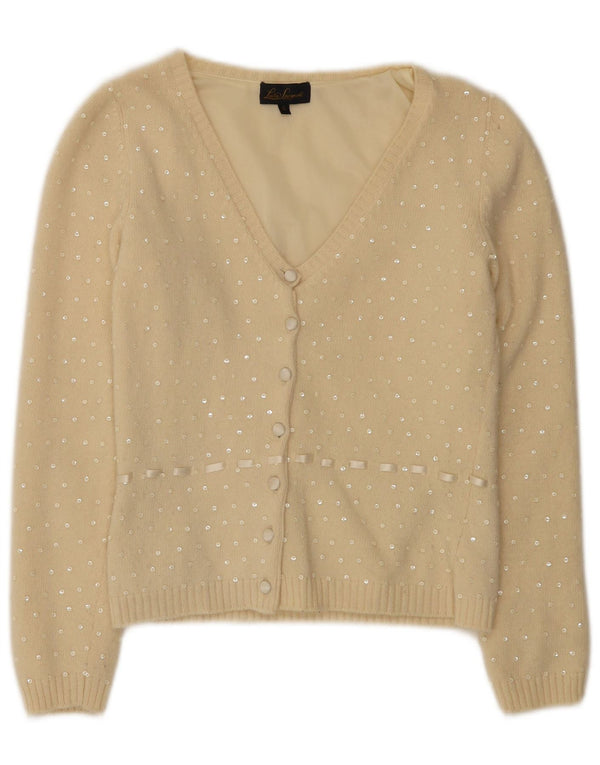 Luisa Spagnoli Damen Strickjacke Pullover UK 10 Small Beige Spotted