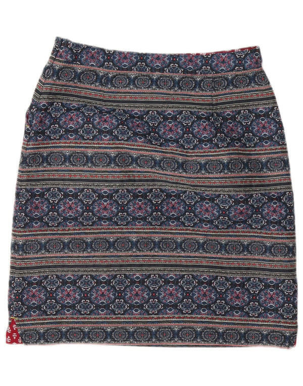 White Stuff Damen Minirock UK 10 Small W30 Blaues geometrisches Polyester