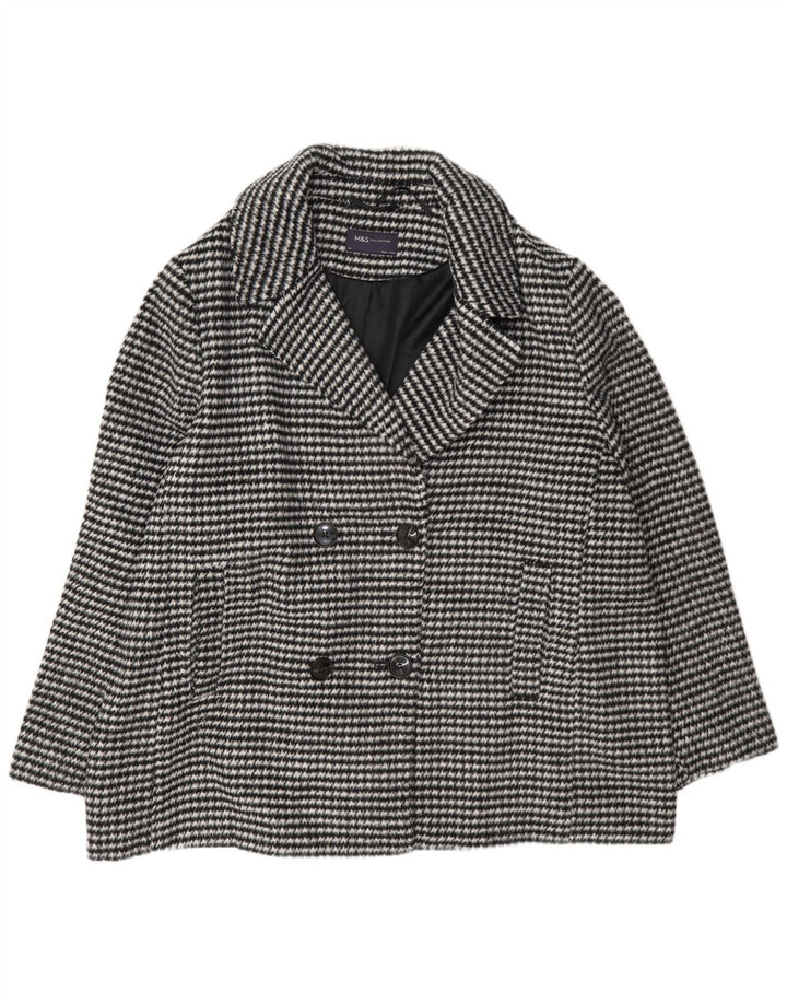 Marks & Spencer Damen Pea Coat UK 24 4XL Schwarzer Hahnentritt-Polyester