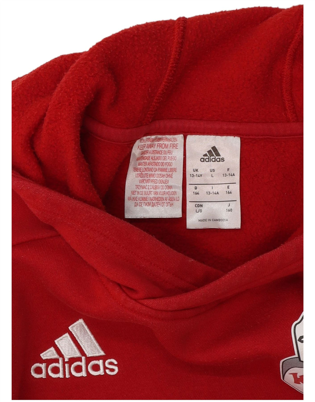 ADIDAS Jungen Legnano Basket Knights Kapuzenpullover, 13–14 Jahre, Rot