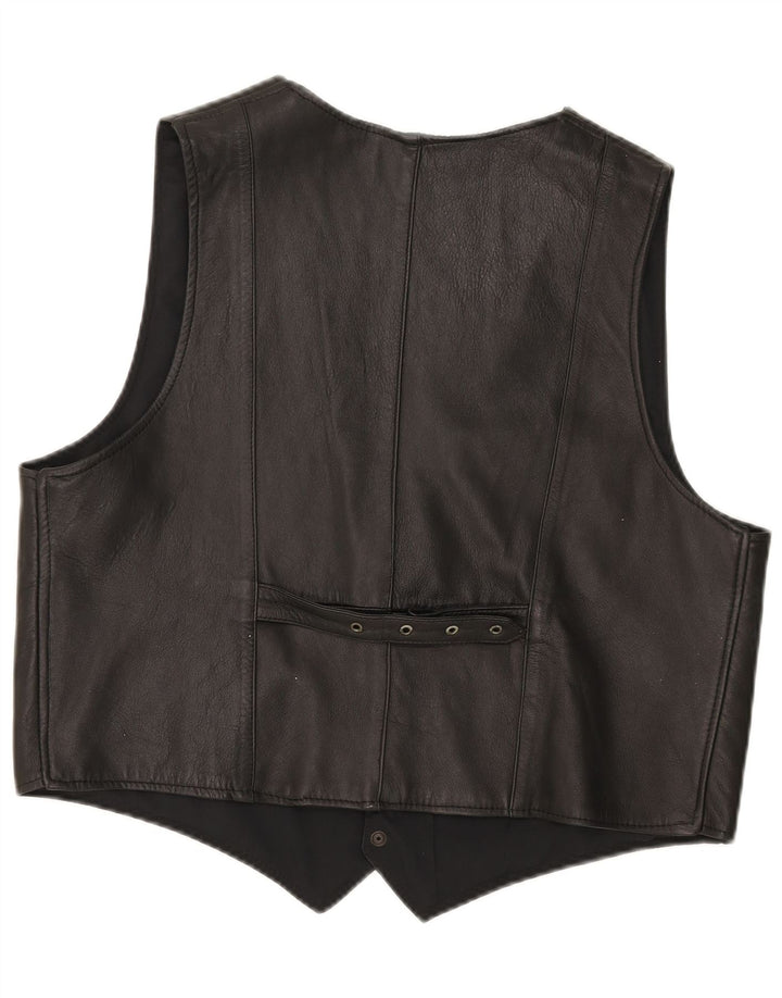 Vintage Herren Lederweste Medium Schwarz