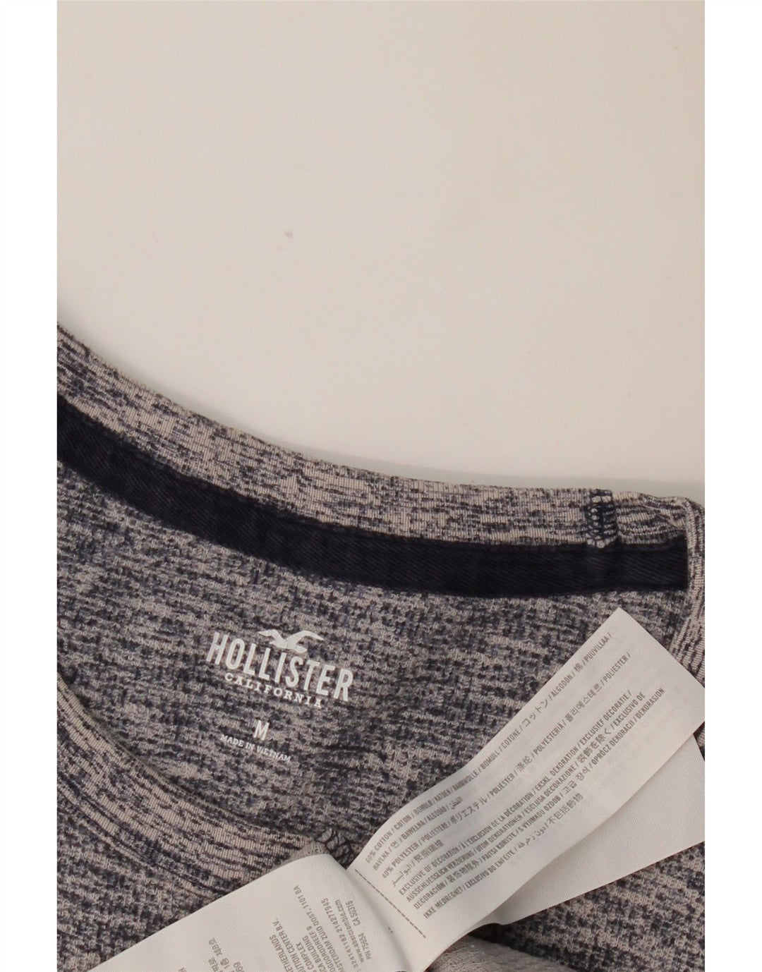 HOLLISTER Herren-Oberteil mit langen Ärmeln, mittelmarineblau gesprenkelte Baumwolle