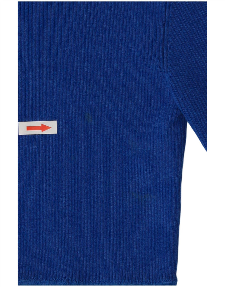 Zara Damen Crop Top Langarm UK 8 Small Blaue Viskose