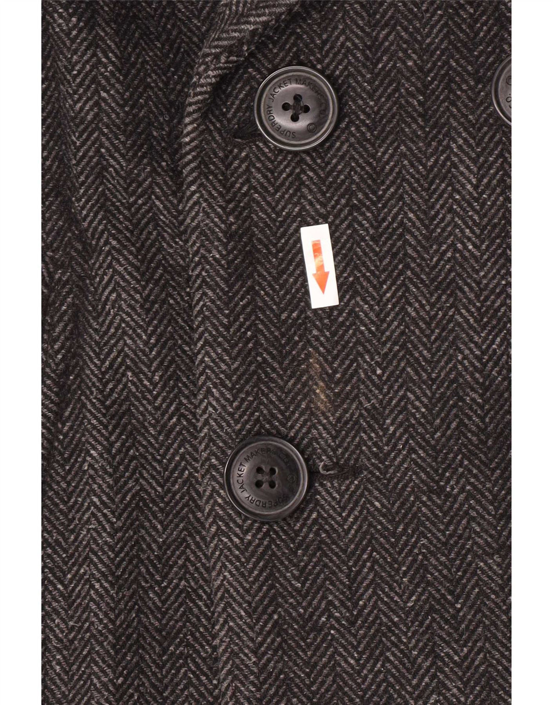 Superdry Herren Pea Coat UK 40 Large Grey Herringbone Wool Classic