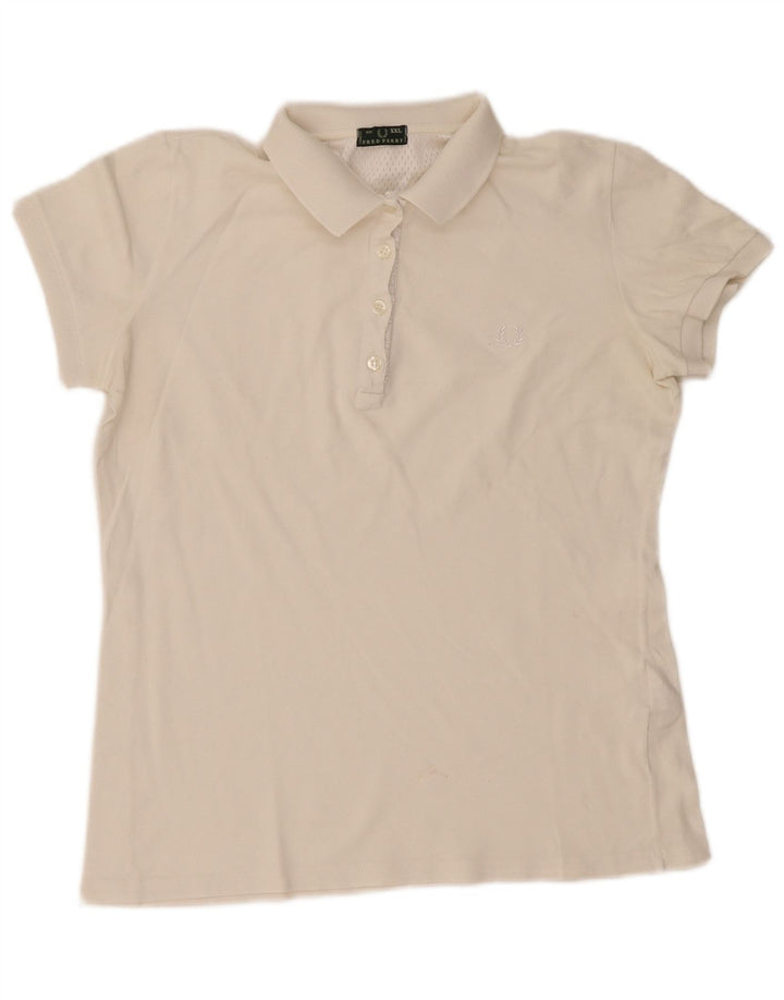 Fred Perry Damen Poloshirt UK 20 2XL Weiße Baumwolle