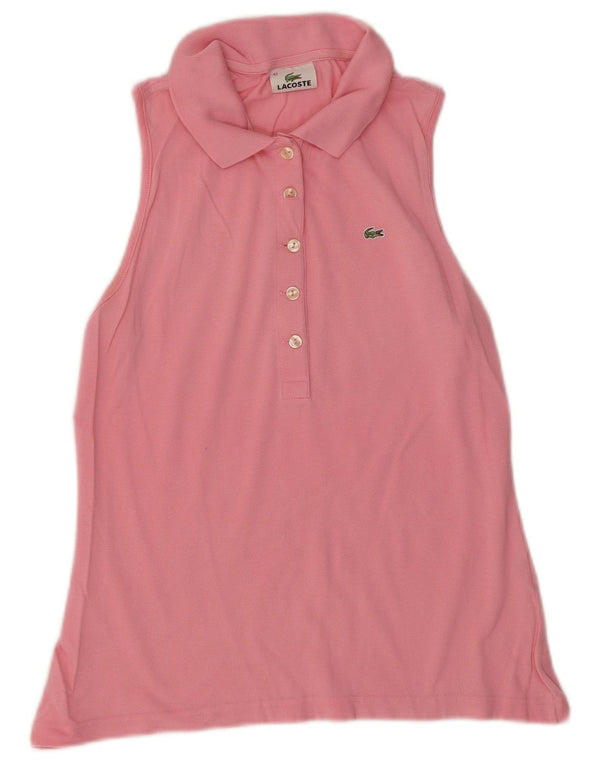 Lacoste Damen ärmelloses Poloshirt, Größe 42, große rosa Baumwolle