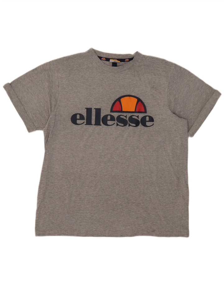Ellesse Damen Übergroßes Grafik-T-Shirt-Oberteil UK 10 Small Grau