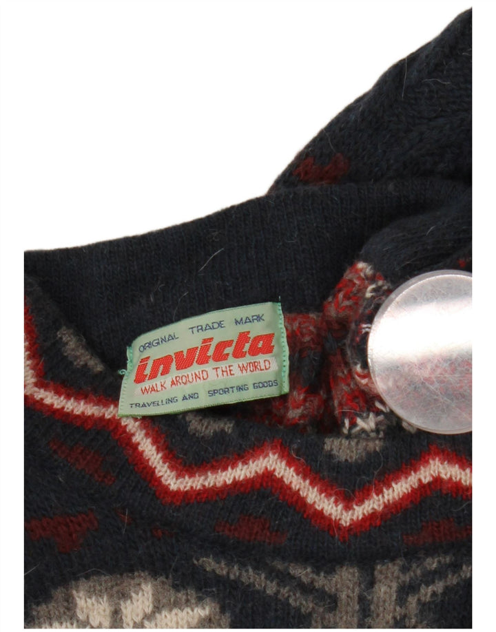 Invicta Herren-Pullover mit Rundhalsausschnitt, mittleres Marineblau, Fair Isle-Muster
