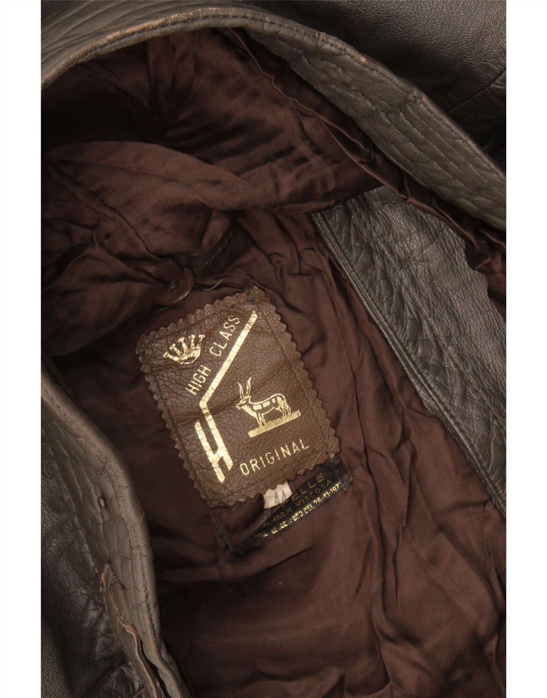 Vintage Herren Militärlederjacke IT 44 XS Graues Leder