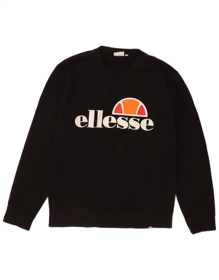 Ellesse Herren-Sweatshirt mit Grafik, Größe S, schwarze Baumwolle