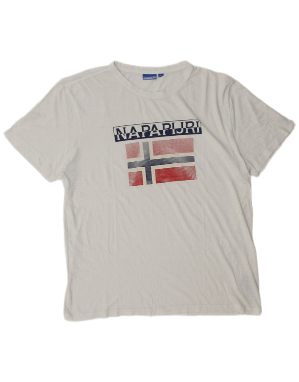 Napapijri Herren-T-Shirt mit Grafik, XL, weiße Baumwolle