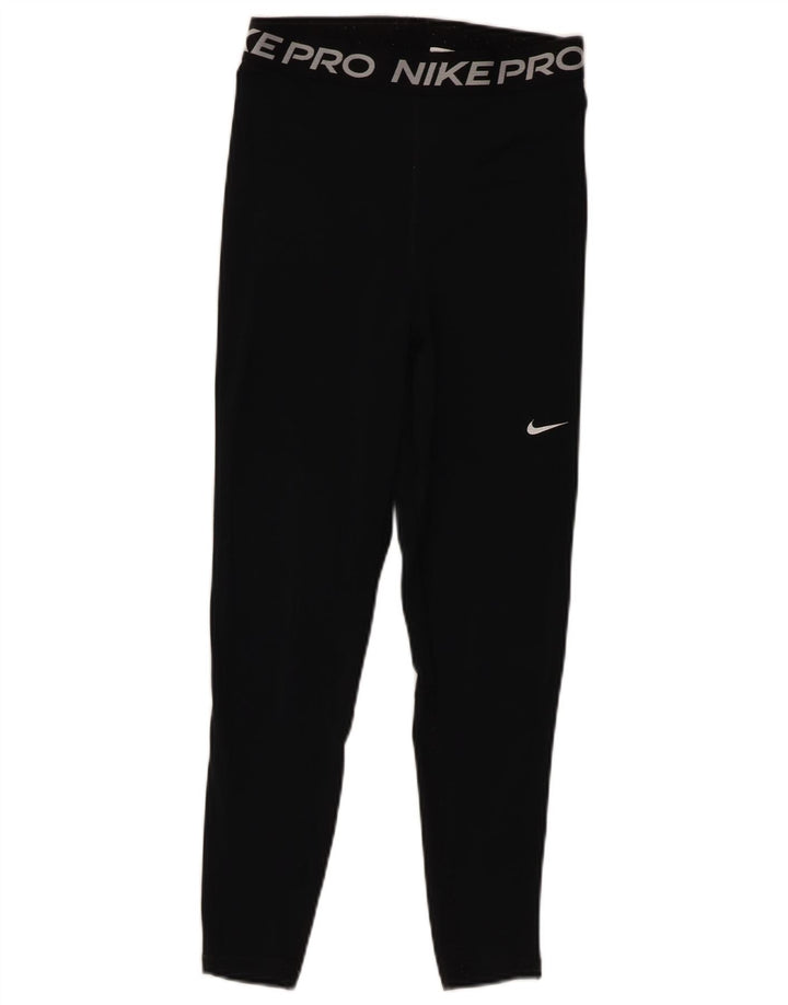 Nike Damen Dri Fit Crop Graphic Leggings UK 8 Small Schwarz Polyester