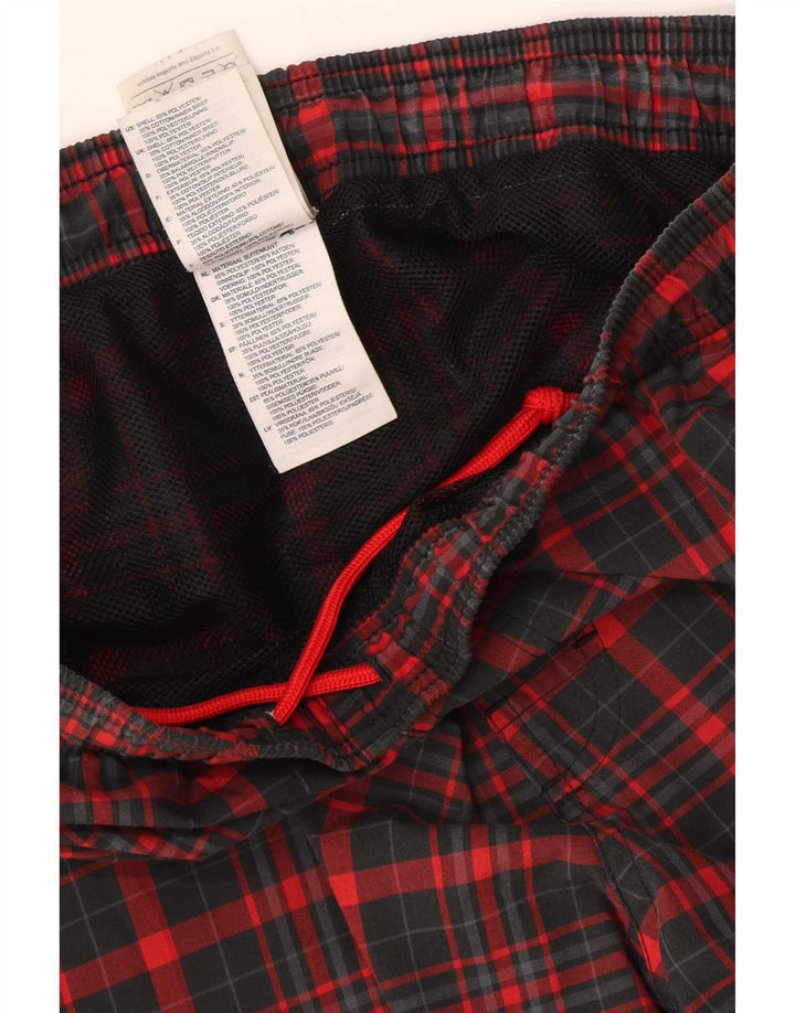 Adidas Herren-Sportshorts, klein, rot kariert, Polyester