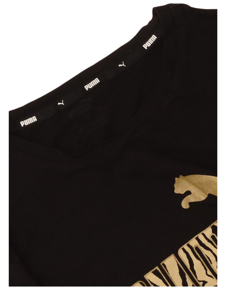 Puma Damen Grafik T-Shirt Top UK 10 Small Schwarz