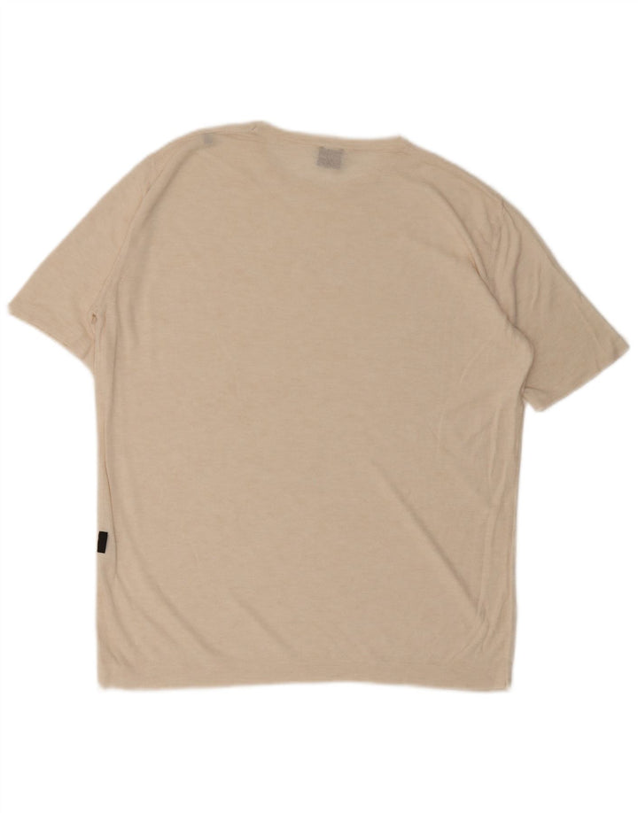HUGO BOSS Herren T-Shirt Top IT 52 Large Beige Viskose