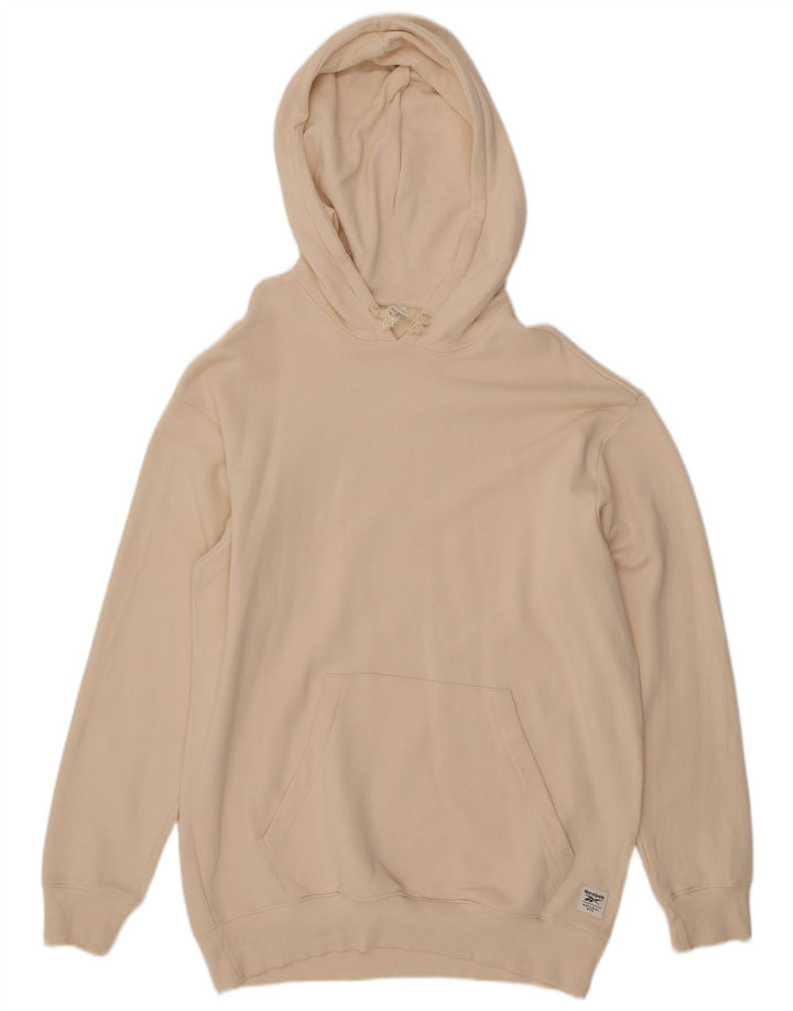 REEBOK Damen Übergroßer Kapuzenpullover UK 16 Large Off White Cotton