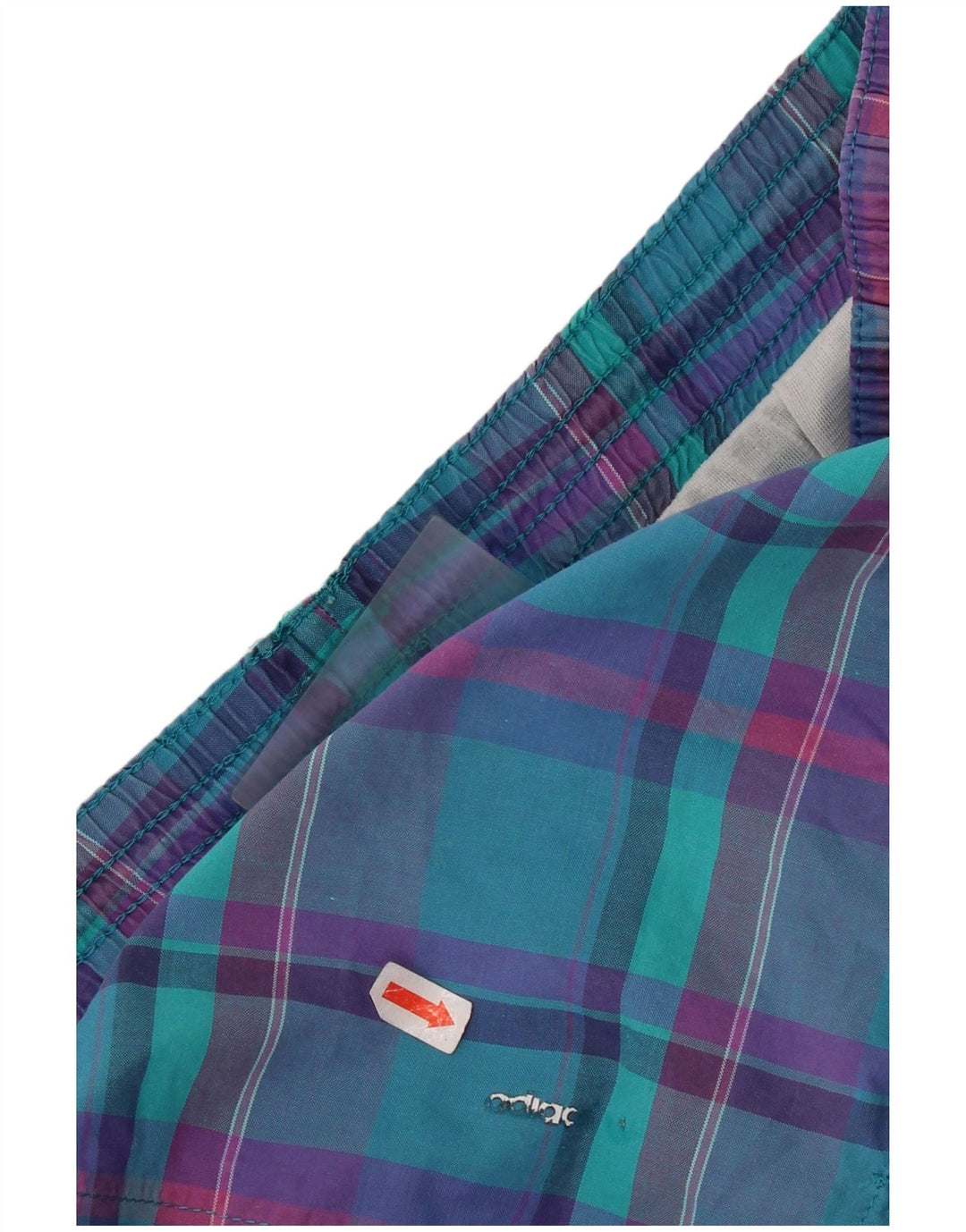 Adidas Herren Badeshorts Large W36 L3 Türkis Plaid Retro