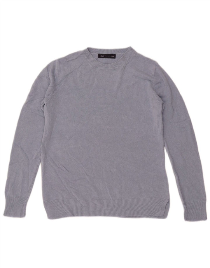 Marks & Spencer Damen-Pullover, übergroß, Rundhalsausschnitt, Gr. 10, Größe S, Blau