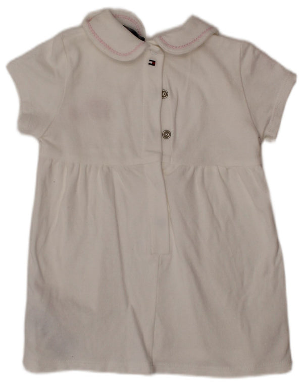 TOMMY HILFIGER Baby-Mädchen, grafisches A-Linien-Kleid, 6–9 Monate, weiße Baumwolle