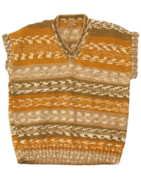 Vintage Damen V-Ausschnitt Pullover Pullover UK 18 XL Bunt gestreift
