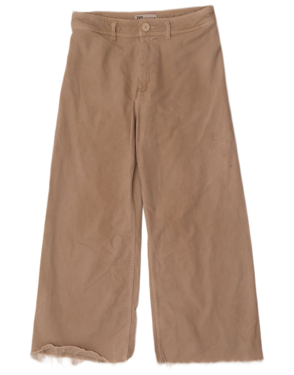 Zara Damen The Marine Freizeithose mit weitem Bein EU 44 Large W34 L28 Beige