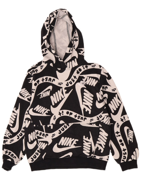 Nike Kapuzenpullover für Jungen mit Grafik, reguläre Passform, 12–13 Jahre, Größe L, Schwarz, Baumwolle