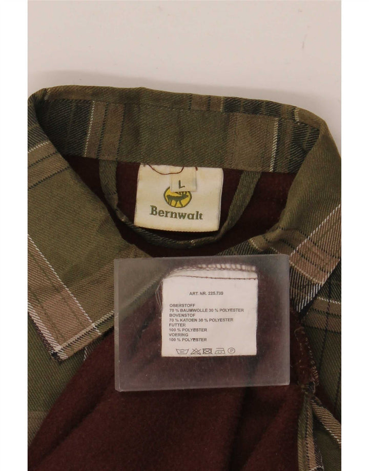 Bernwalt Herren-Flanellhemd, groß, grün, kariert, Baumwolle