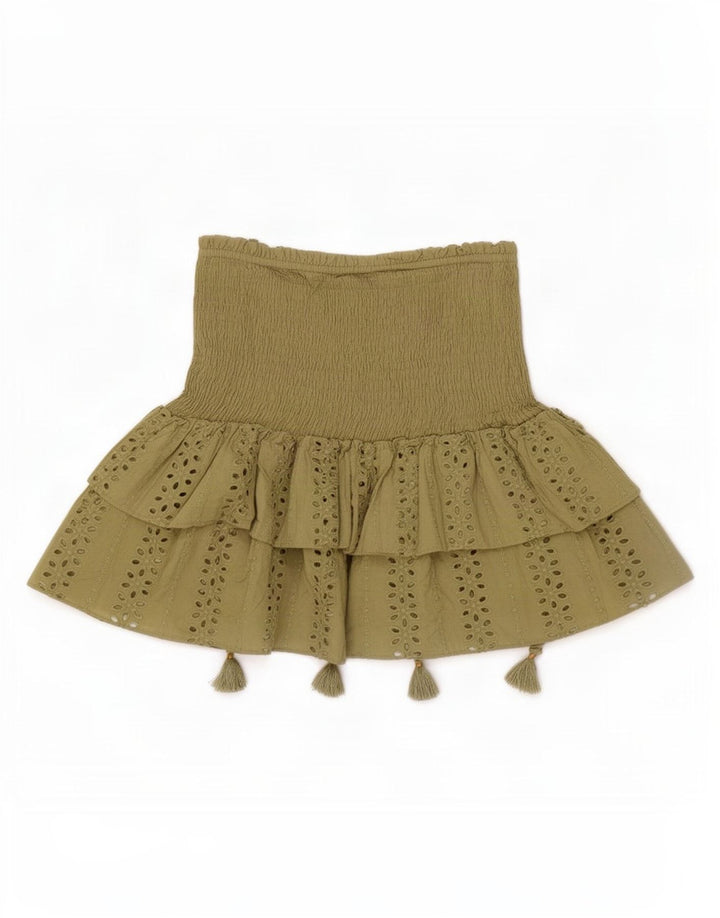 Zara Damen Skort UK 8 Small Khaki Baumwolle