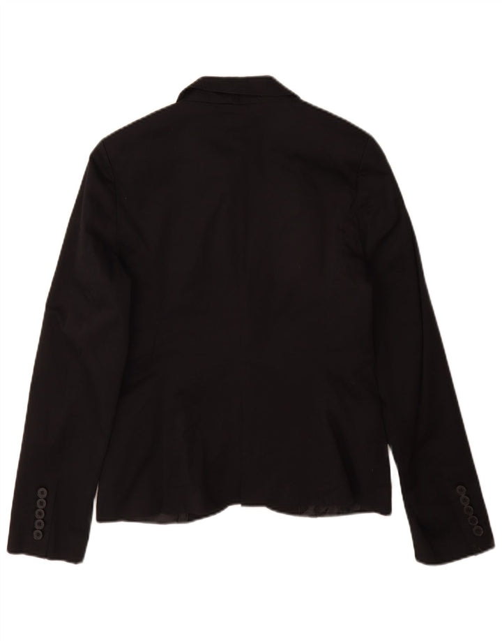 Zara Damen 1-Knopf-Blazerjacke UK 12 Mittelschwarze Baumwolle