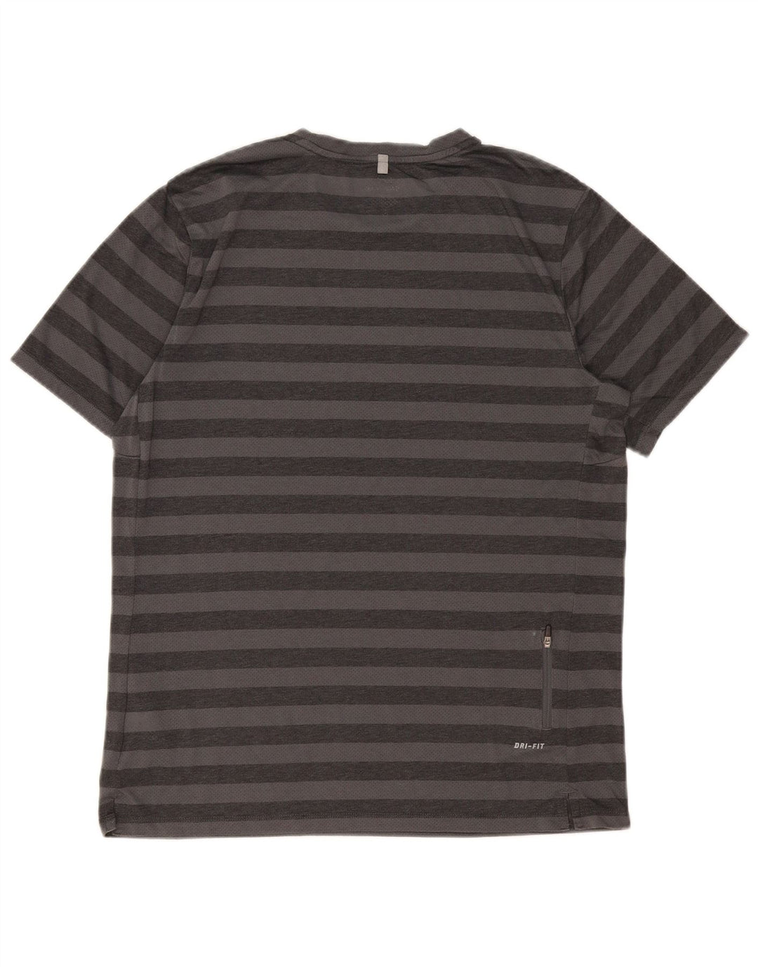 Nike Herren Dri Fit T-Shirt-Oberteil, großes grau gestreiftes Polyester