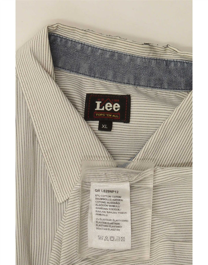 Lee Herrenhemd XL, weiße Nadelstreifen-Baumwolle