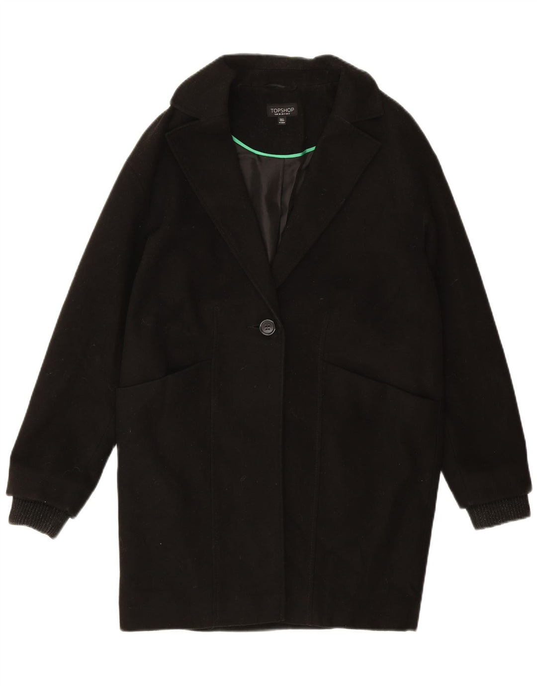 TOPSHOP Womens Oversized Overcoat UK 8 Small Black Polyester Vintage Topshop and Second-Hand Topshop from Messina Hembry 