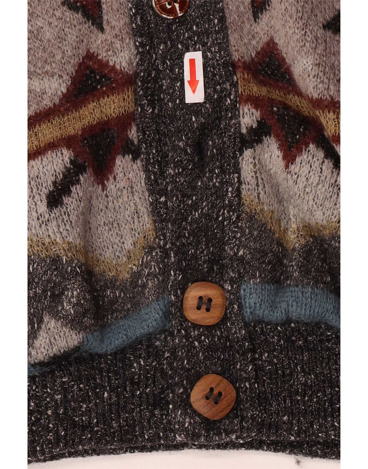 Darwin Herren Strick-Bomberjacke IT 54 2XL Graues geometrisches Acryl