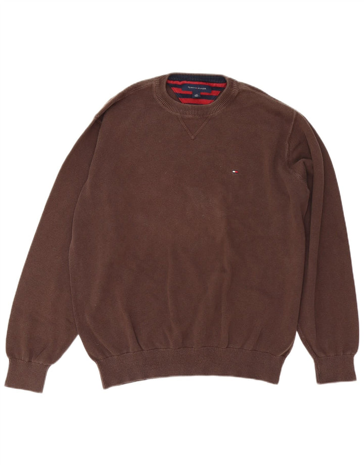 Tommy Hilfiger Herren-Pullover mit Rundhalsausschnitt, Größe L, Braun