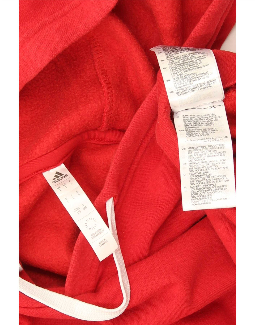Adidas Herren Kapuzenpullover, groß, aus roter Baumwolle