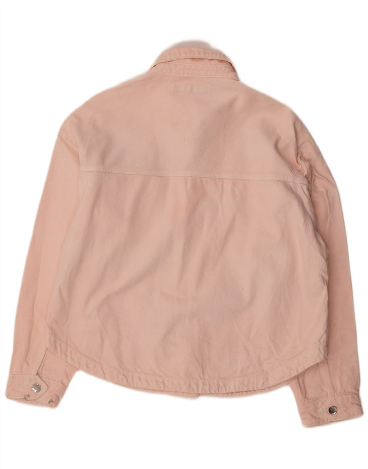 Zara Damen Übergroße Jeansjacke UK 10 Small Rosa Baumwolle