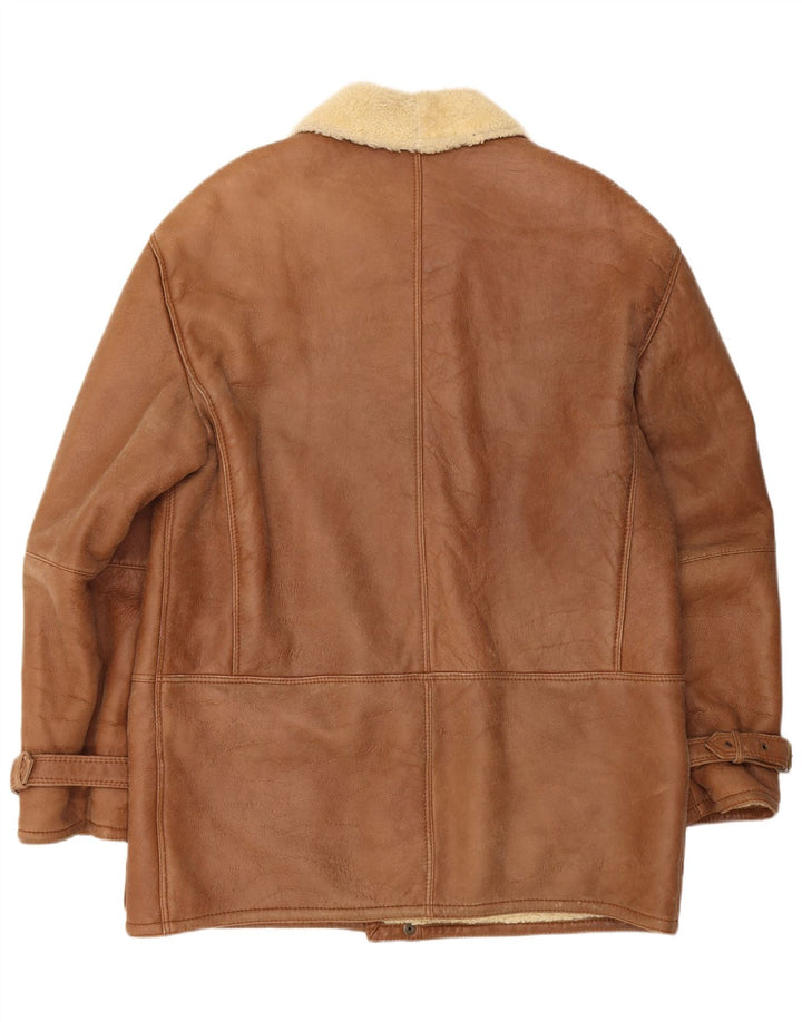 Vintage Herren Shearling Jacke IT 52 XL Beige Shearling