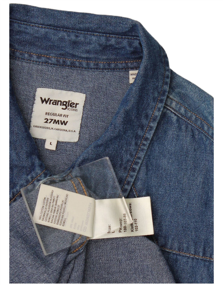 Wrangler Herren-Jeanshemd mit normaler Passform, große blaue Baumwolle