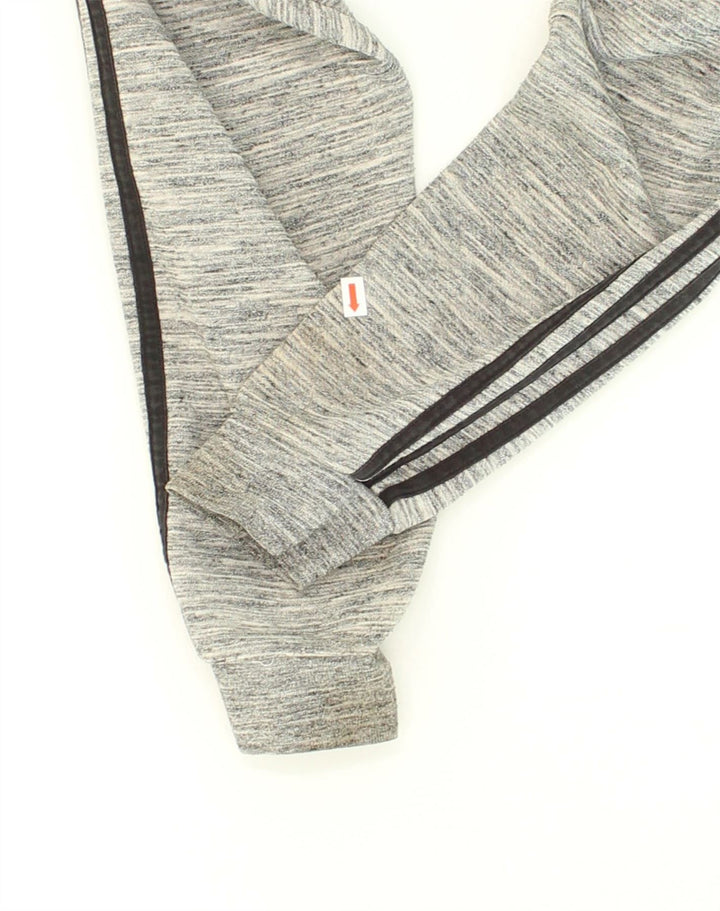 ADIDAS Herren-Kapuzenpullover mit Reißverschluss, mittelgraue Baumwolle